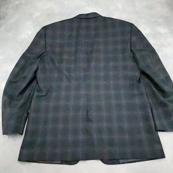 Hickey Freeman Blazer Men 44 Green Blue Windowpane Wool‎ Classic Jacket USA VTG - Picture 9 of 15